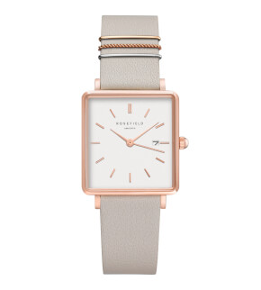 Watches Rosefield The Boxy White Cool Grey Rose Gold