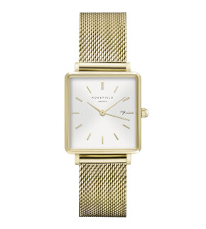 Watches Rosefield The Boxy White Sunray Mesh Gold