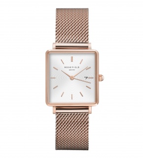 Watches Rosefield The Boxy White Sunray Mesh Rosegold