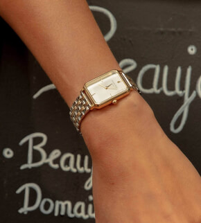 Watches Rosefield The Elles White Sunray Steel Silver Gold Duotone