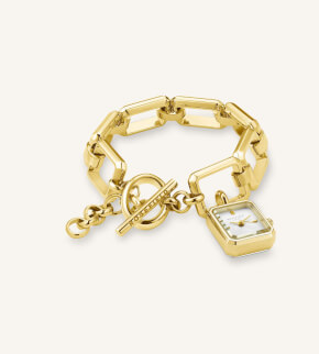 Watches Rosefield The Octagon Charm Chain White Gold