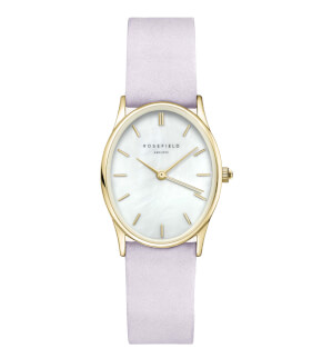 Watches Rosefield The Oval White MOP Lilac Nubuc Gold
