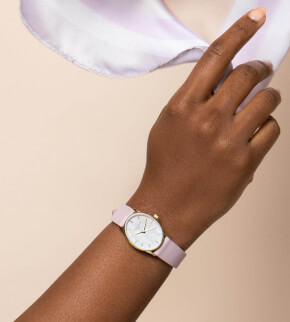 Rosefield The Oval White MOP Lilac Nubuc Gold