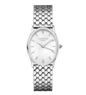 Watches Rosefield The Oval White MOP Steel Silver