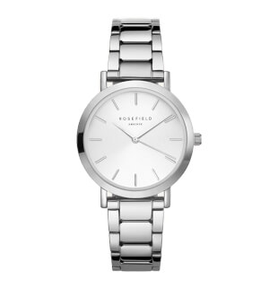 Watches Rosefield The Tribeca White Sunray Steel Silver