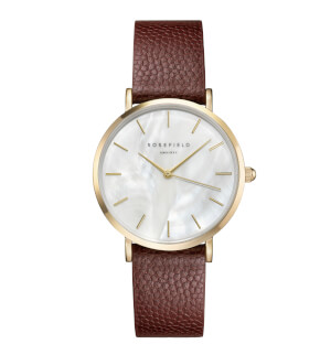 Watches Rosefield The Upper East Side White Dark Brown Caviar Gold