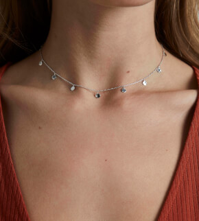 Rosefield necklace Iggy Textured Coin Double Wrap Silver