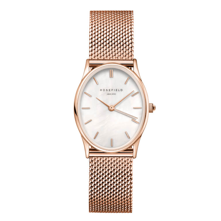 The Oval White MOP Mesh Rose Gold