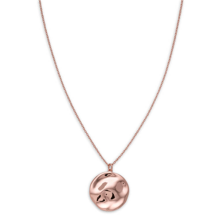 necklace Iggy Textured Coin Necklace Rose Gold